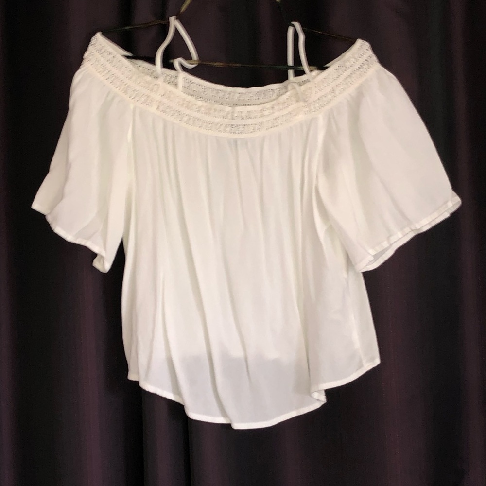 Off the shoulder crochet neckline top